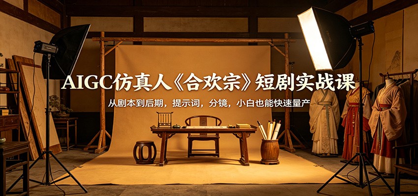 AIGC仿真人《合欢宗》短剧实战课：从剧本到后期，提示词，分镜，小白也能快速量产-猴哥VIP资源站