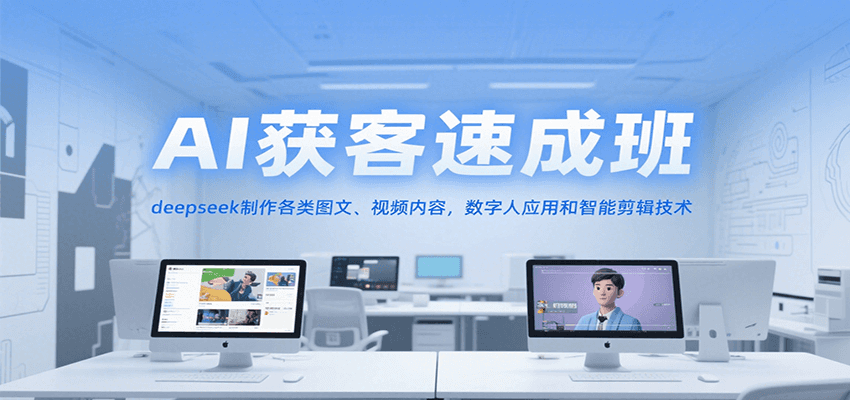 AI获客速成班，deepseek制作各类图文、视频内容，数字人应用和智能剪辑技术-猴哥VIP资源站