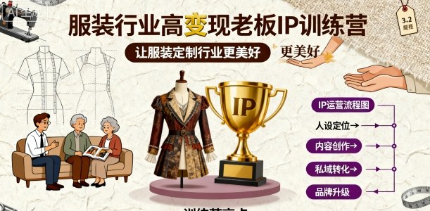 服装行业高变现老板IP训练营，让服装定制行业更美好-猴哥VIP资源站