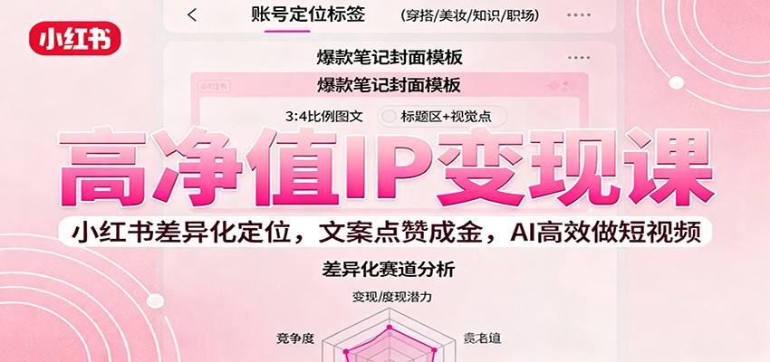 高净值IP变现课：小红书差异化定位，文案点赞成金， AI高效做短视频-猴哥VIP资源站