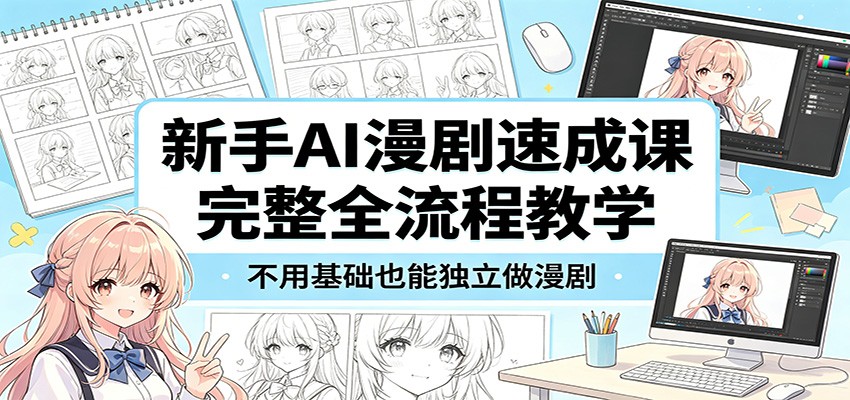 新手AI漫剧速成课：完整全流程教学，不用基础也能独立做漫剧-猴哥VIP资源站
