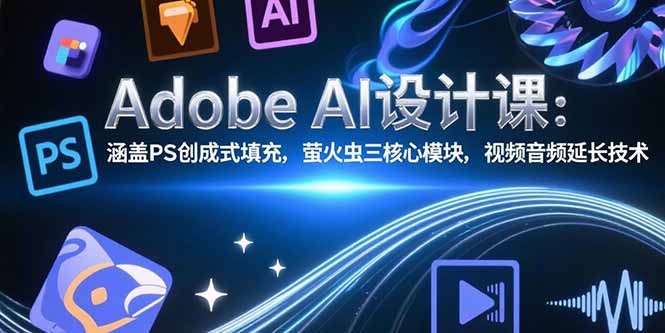 Adobe AI设计课:涵盖PS创成式填充,萤火虫三核心模块,视频音频延长技术-猴哥VIP资源站