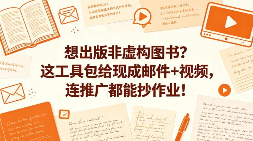 想出版非虚构图书？这工具包给现成邮件+视频，连推广都能抄作业！【原创双语字幕】-猴哥VIP资源站