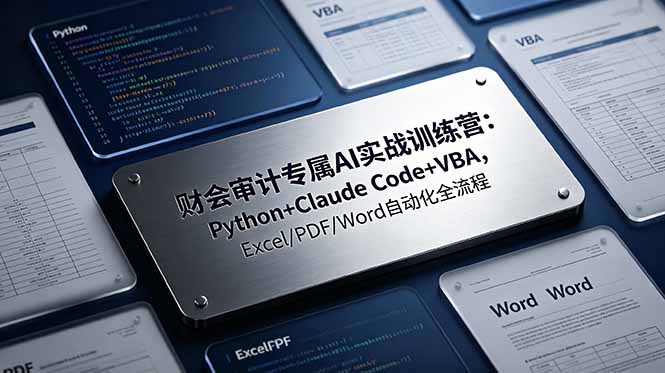 财会审计专属 AI实战训练营-更新:Python+Claude Code+VBA,Excel/PDF/Word自动化全流程-猴哥VIP资源站