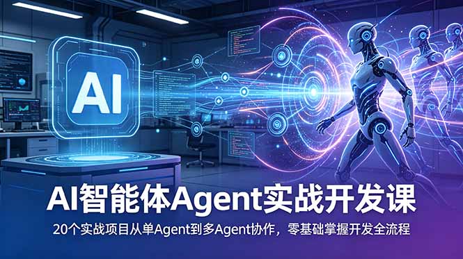 AI智能体Agent实战开发课:20个实战项目从单Agent到多Agent协作,零基础掌握开发全流程-猴哥VIP资源站