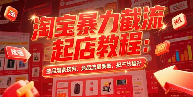 淘宝暴力截流起店教程：选品爆款预判，竞品流量截取，投产比提升-猴哥VIP资源站