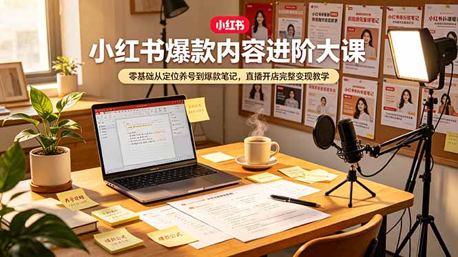 小红书爆款内容进阶大课,零基础从定位养号到爆款笔记,直播开店完整变现教学-猴哥VIP资源站