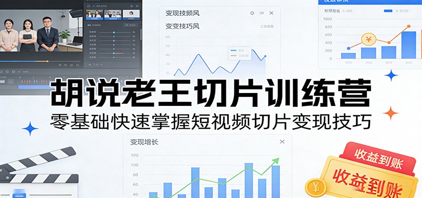 胡说老王切片训练营，零基础快速掌握短视频切片变现技巧-猴哥VIP资源站