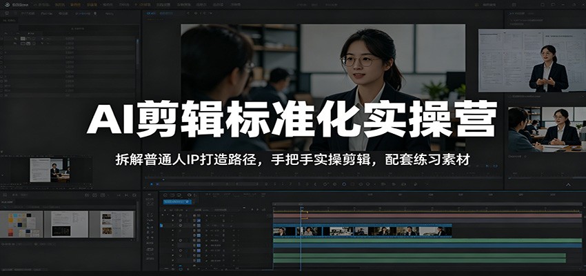 AI剪辑标准化实操营：拆解普通人IP打造路径，手把手实操剪辑，配套练习素材-猴哥VIP资源站