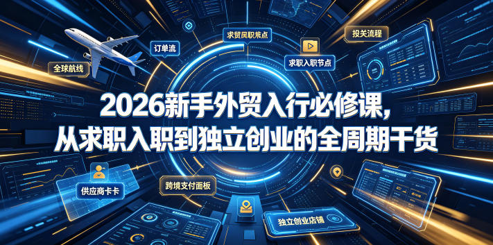 2026新手外贸入行必修课,从求职入职到独立创业的全周期干货-猴哥VIP资源站