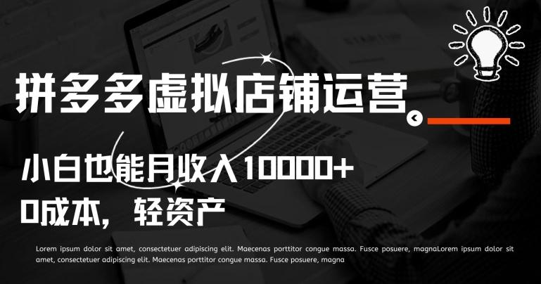 拼多多虚拟店铺运营小白也能月收入10000+【揭秘】-猴哥VIP资源站