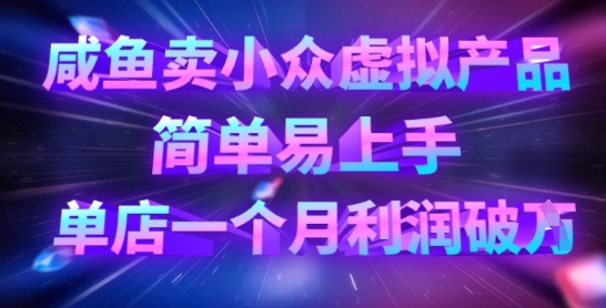 咸鱼卖小众虚拟产品，简单易上手，单店一个月利润破W-猴哥VIP资源站