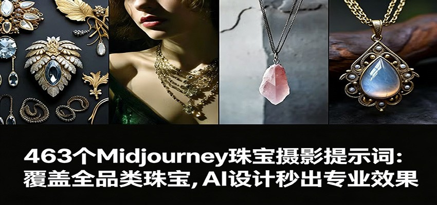 图片[1]-463个Midjourney珠宝摄影提示词：覆盖全品类珠宝，AI设计秒出专业效果-猴哥VIP资源站