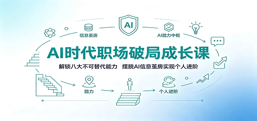 AI时代职场破局成长课：解锁八大不可替代能力，摆脱AI信息茧房实现个人进阶-猴哥VIP资源站