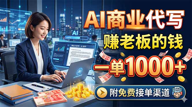AI商业代写,赚老板的钱,一单1000+,附免费接单渠道-猴哥VIP资源站