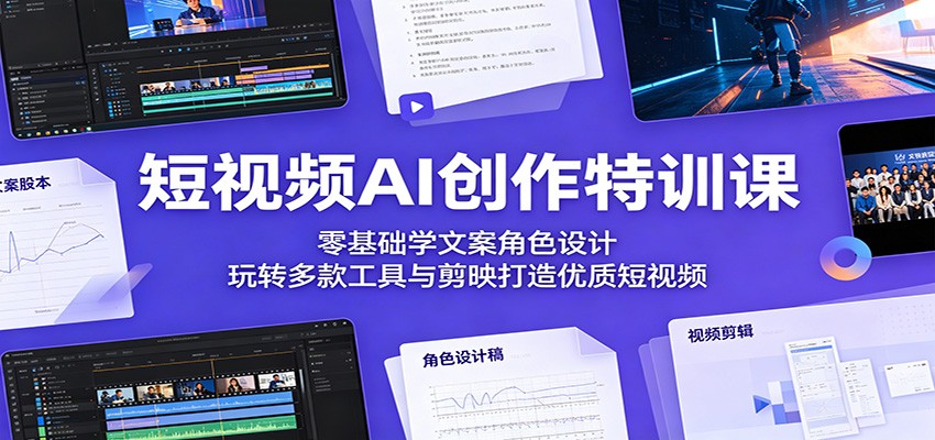 短视频AI创作特训课：零基础学文案角色设计，玩转多款工具与剪映打造优质短视频-猴哥VIP资源站