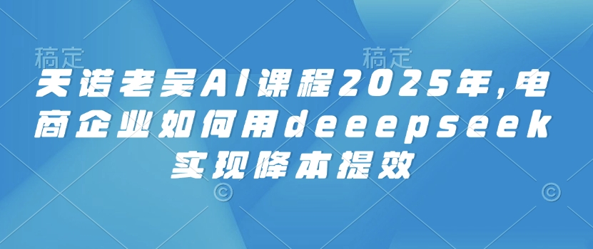 天诺老吴AI课程2025年,电商企业如何用deeepseek实现降本提效-猴哥VIP资源站