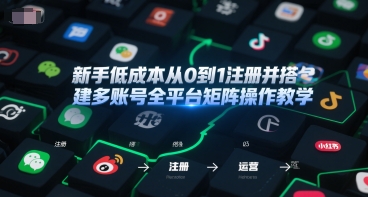 新手低成本从0到1注册并搭建多账号全平台矩阵操作教学，手机号-邮箱-IP-工具-猴哥VIP资源站