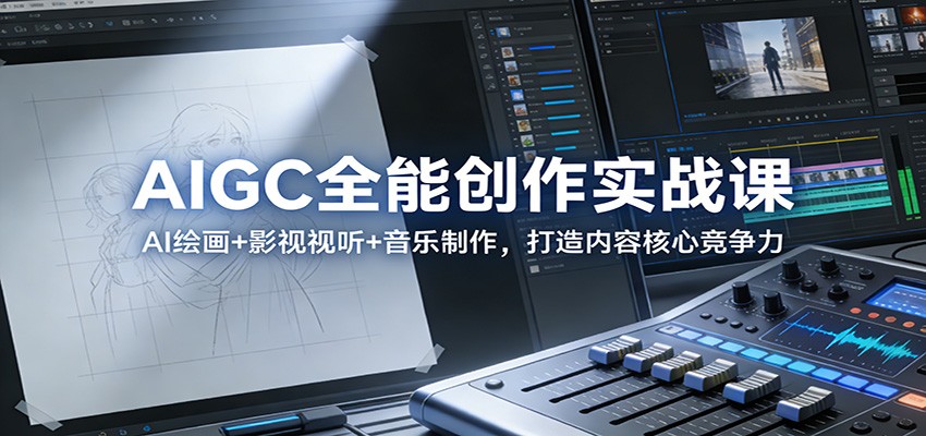 AIGC全能创作实战课：AI绘画+影视视听+音乐制作，打造内容核心竞争力-猴哥VIP资源站