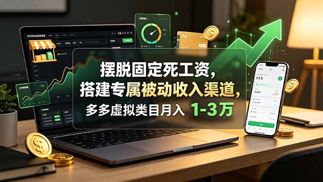 摆脱固定死工资,搭建专属被动收入渠道,多多虚拟类目月入 1-3 万-猴哥VIP资源站