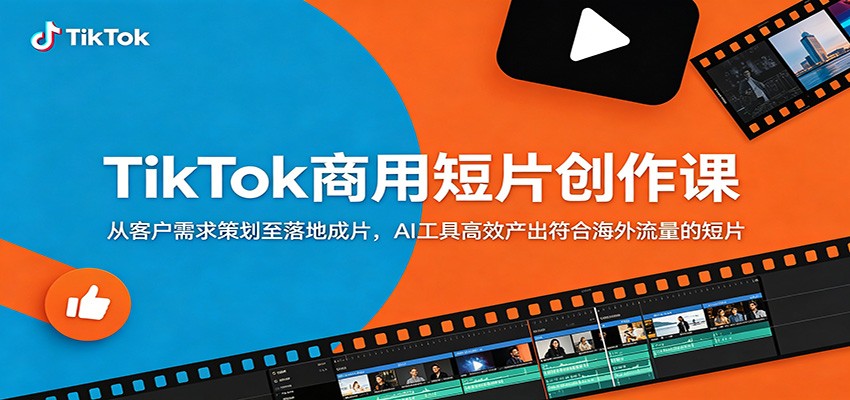 TikTok商用短片创作课:从客户需求策划至落地成片,AI工具高效产出符合海外流量的短片-猴哥VIP资源站