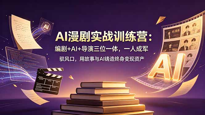 AI漫剧实战训练营：编剧+AI+导演三位一体，一人成军 驭风口，用故事与AI铸造终身变现资产-猴哥VIP资源站