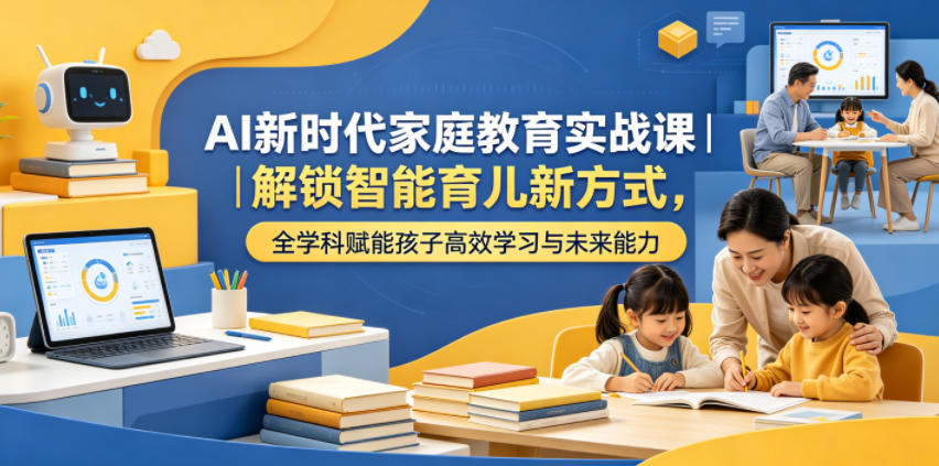 AI新时代家庭教育实战课|解锁智能育儿新方式,全学科赋能孩子高效学习与未来能力-猴哥VIP资源站