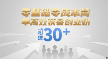 零基础零成本简单高效获客创业粉,一天引流30+-猴哥VIP资源站