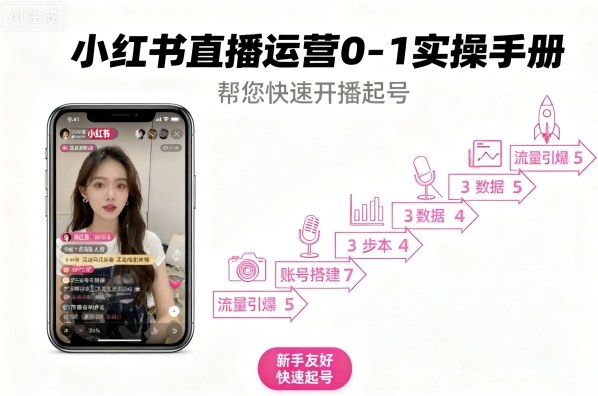 小红书直播运营0-1实操手册,帮您快速开播起号