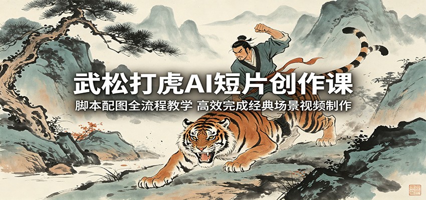 武松打虎AI短片创作课：脚本配图全流程教学，高效完成经典场景视频制作-猴哥VIP资源站