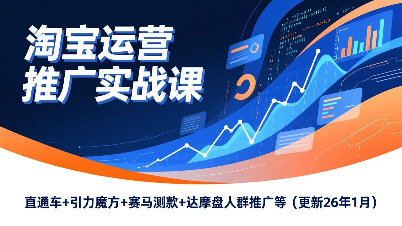 淘宝运营推广实战课，直通车+引力魔方+赛马测款+达摩盘人群推广等(更新26年1月-猴哥VIP资源站