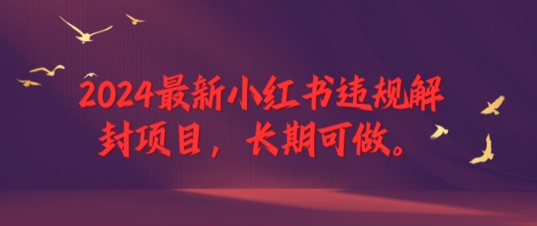 2024最新小红书违规解封项目,长期可做,一个可以做到退休的项目【揭秘】-猴哥VIP资源站