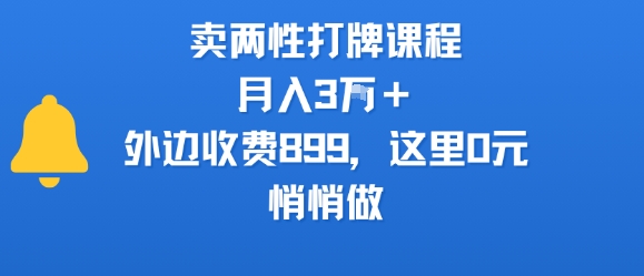 卖两性打牌课程,月入3W+外边收费899的课程,这里0元,悄悄做-猴哥VIP资源站