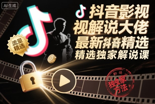 抖音影视解说大佬最新抖音进精选和独家方法,精选独家解说课(更新26年3月)-猴哥VIP资源站
