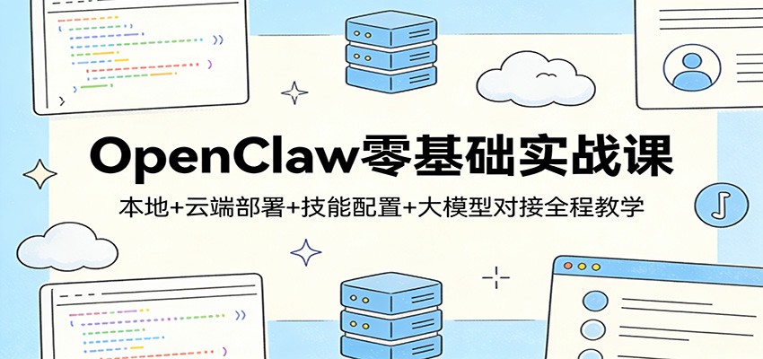 OpenClaw零基础实战课：本地+云端部署+技能配置+大模型对接全程教学-猴哥VIP资源站