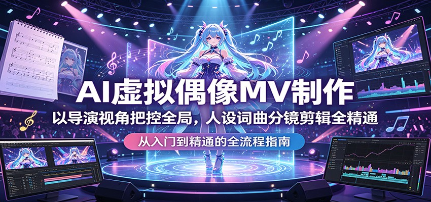 AI虚拟偶像MV制作：以导演视角把控全局，人设词曲分镜剪辑全精通-猴哥VIP资源站