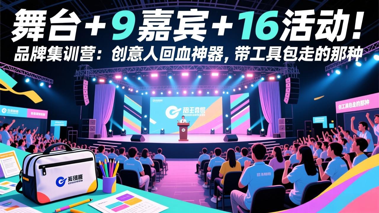 舞台 + 9 嘉宾 + 16 活动！品牌集训营：创意人回血神器，带工具包走的那种-猴哥VIP资源站