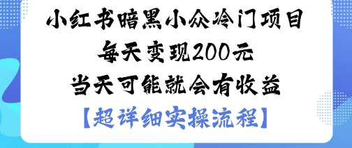 小红书暗黑小众冷门项目每天变现2张当天可能就会有收益-猴哥VIP资源站