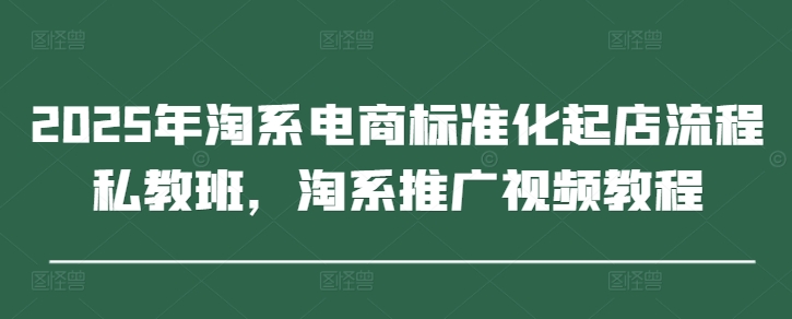 2025年淘系电商标准化起店流程私教班，淘系推广视频教程-猴哥VIP资源站