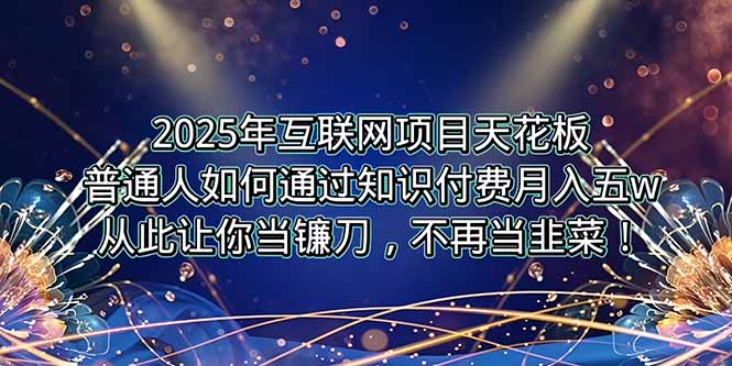 2025年互联网项目天花板，普通人如何通过卖项目实现逆风翻盘，月入5W＋！-猴哥VIP资源站