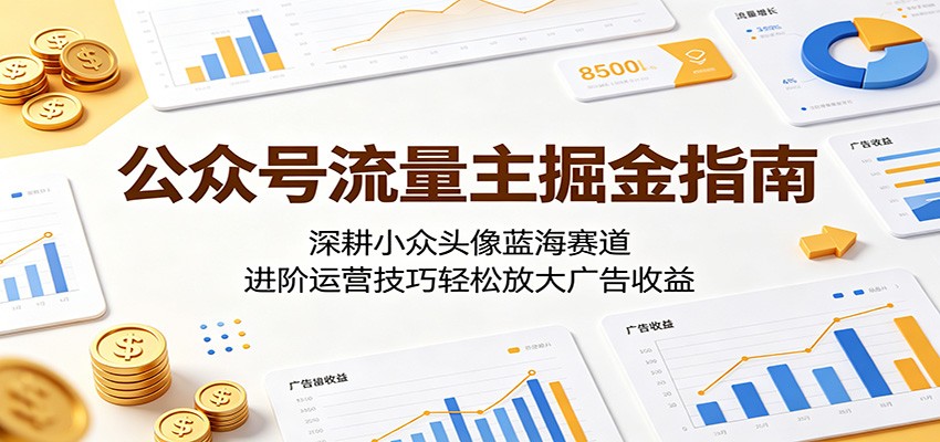 公众号流量主掘金指南：深耕小众头像蓝海赛道，进阶运营技巧轻松放大广告收益-猴哥VIP资源站