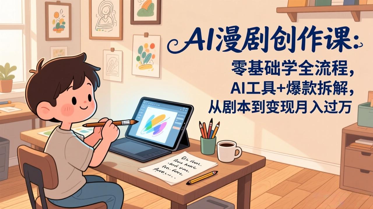 AI漫剧创作课:零基础学全流程,AI工具+爆款拆解,从剧本到变现月入过万-猴哥VIP资源站