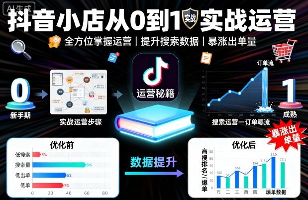 抖音小店从0到1实战运营，帮你全方位掌握小店运营，提升搜索数据与出单量-猴哥VIP资源站