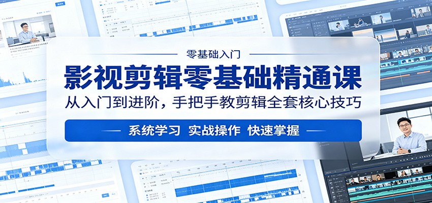 影视剪辑零基础精通课：从入门到进阶，手把手教剪辑全套核心技巧-猴哥VIP资源站