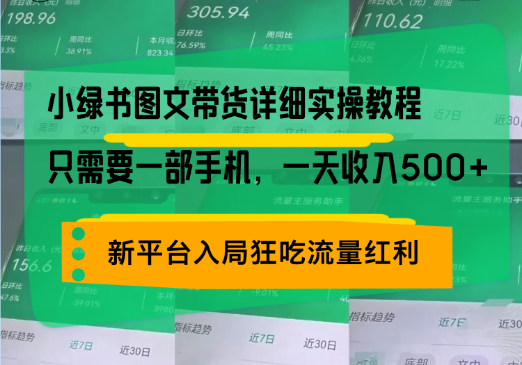小绿书图文带货详细实操教程,只需要一部手机,一天收入500+,轻松变现-猴哥VIP资源站