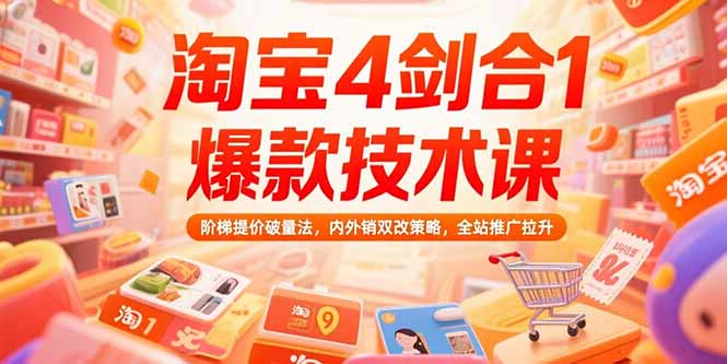 淘宝4剑合1爆款技术课73期:阶梯提价破量法,内外销双改策略 全站推广拉升-猴哥VIP资源站