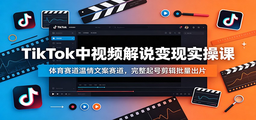 TikTok中视频解说变现实操课：体育赛道温情文案赛道，完整起号剪辑批量出片-猴哥VIP资源站