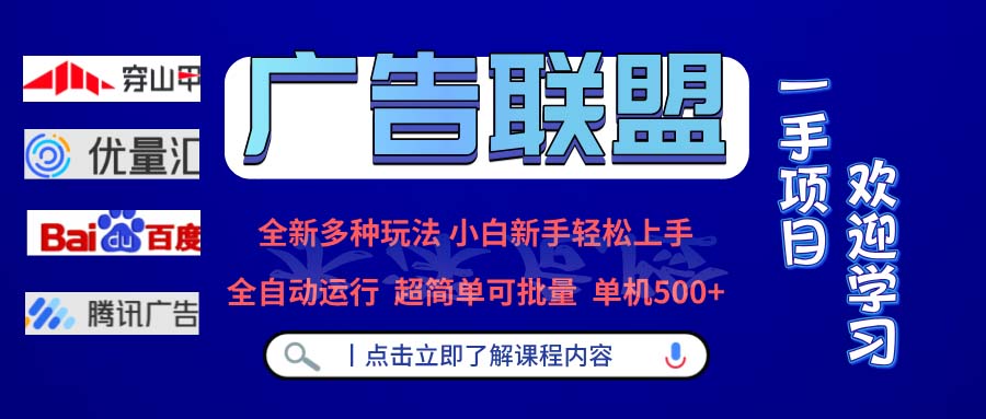 广告联盟 全新多种玩法 单机500+  全自动运行  可批量运行-猴哥VIP资源站