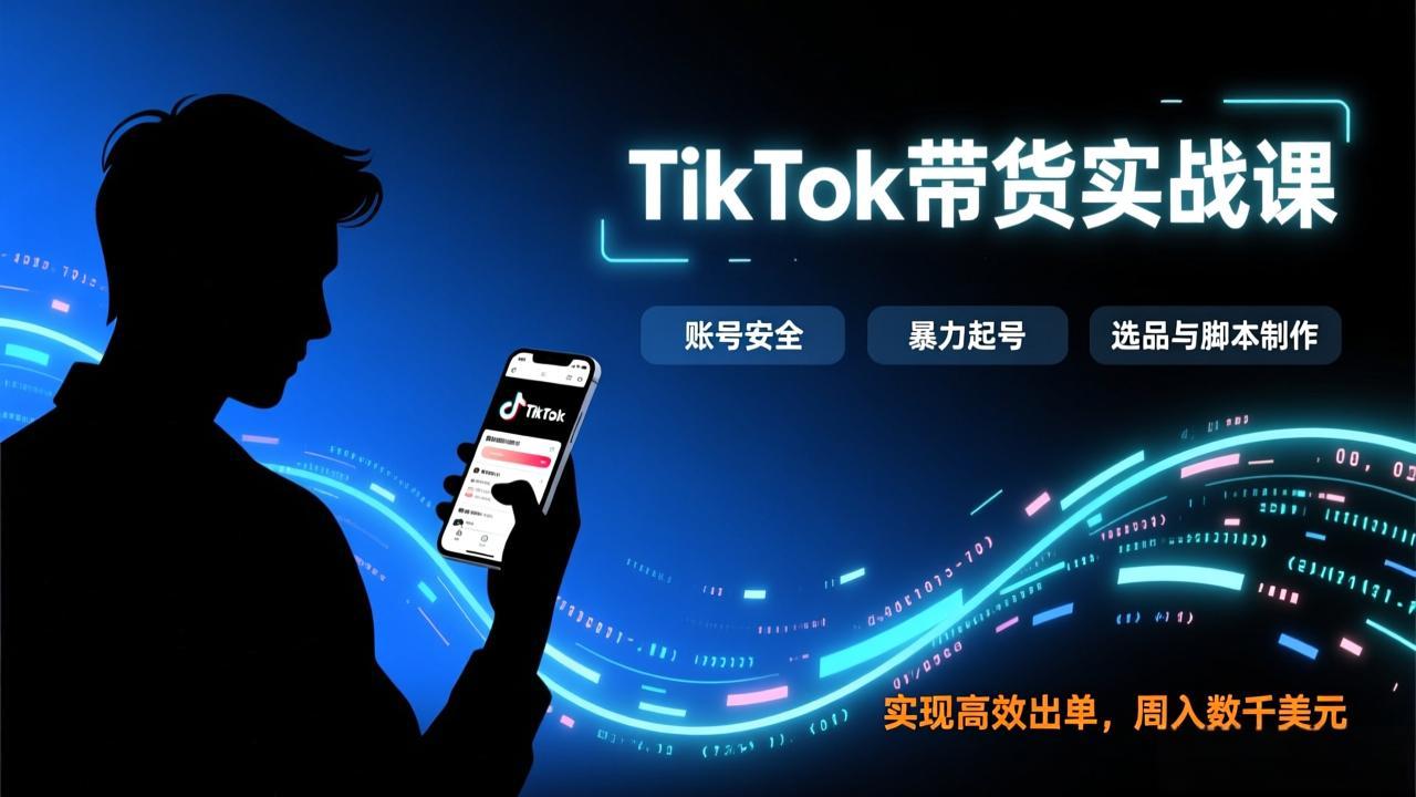TikTok带货实战课，涵盖账号安全、暴力起号、选品与脚本制作，实现高效出单，周入数千美元-猴哥VIP资源站