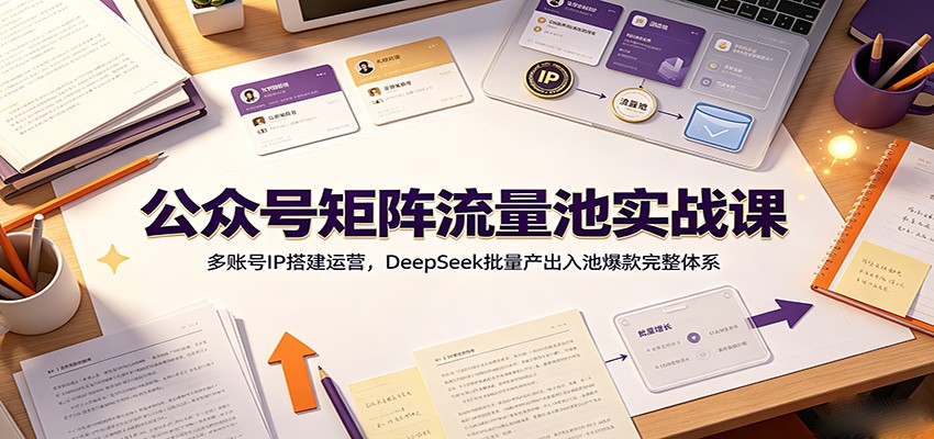 公众号矩阵流量池实战课:多账号IP搭建运营,DeepSeek批量产出入池爆款完整体系-猴哥VIP资源站